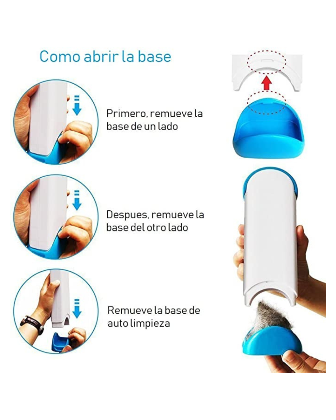 Quitapelos Reutilizable para Mascotas con Base Autolimpiable
