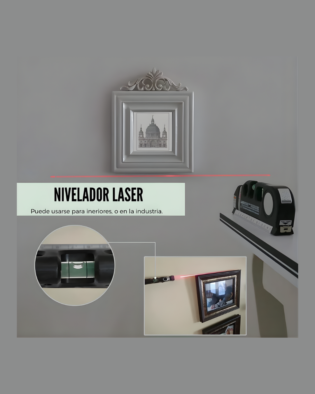 Nivelador Láser 3 en 1 con Cinta Métrica de 2.5 m