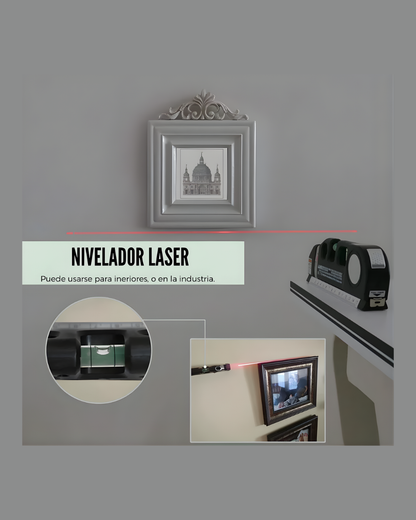 Nivelador Láser 3 en 1 con Cinta Métrica de 2.5 m